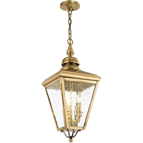 Cambridge 3 Light 11 inch Antique Brass Outdoor Pendant Lantern