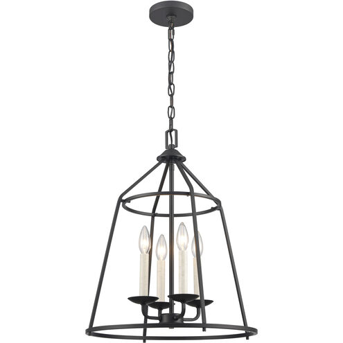Ellisville 4 Light 17.25 inch Matte Black with Antique White Chandelier Ceiling Light