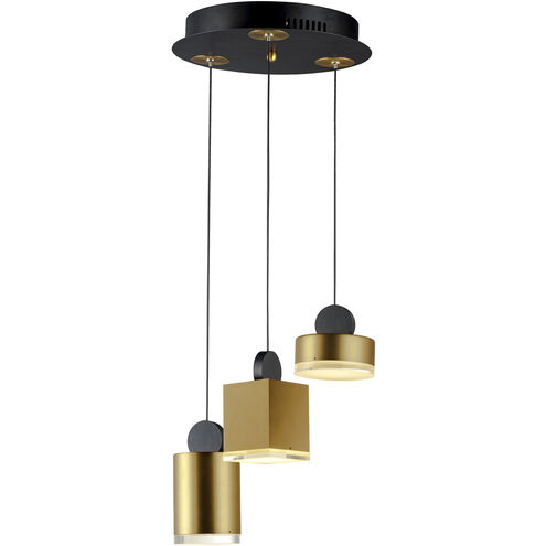 Nob LED 13.5 inch Black and Gold Multi-Light Pendant Ceiling Light