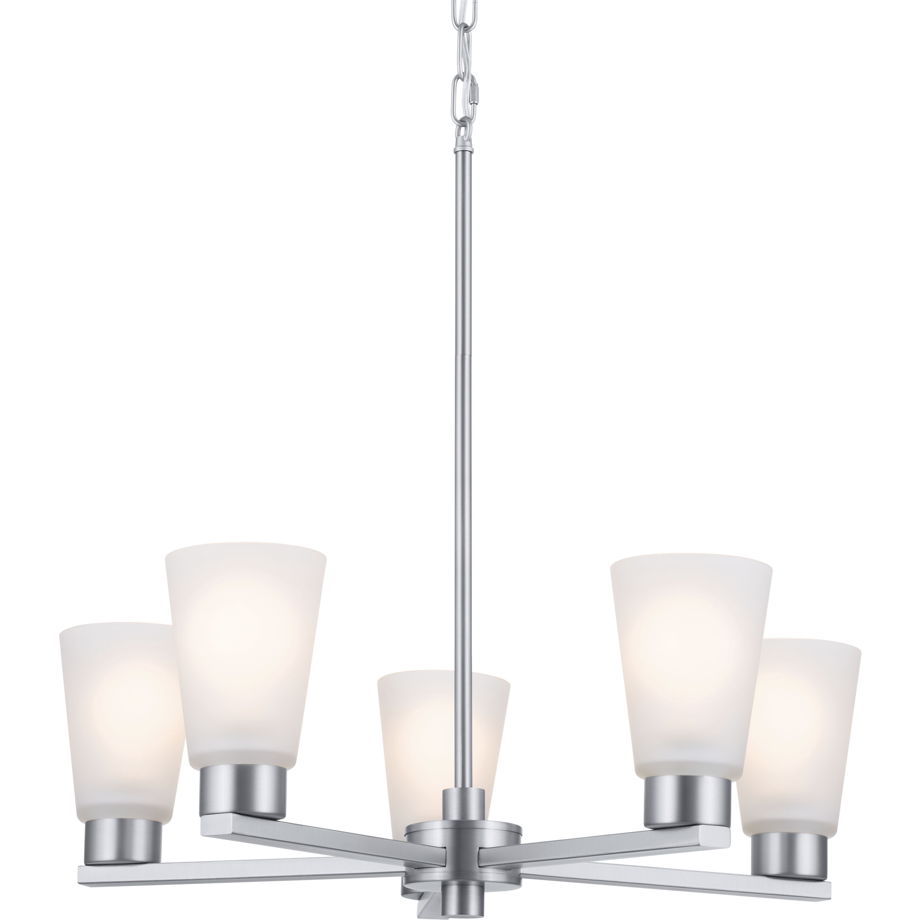 Stamos 5 Light Brushed Nickel Chandelier Ceiling Light, Medium, 1 Tier