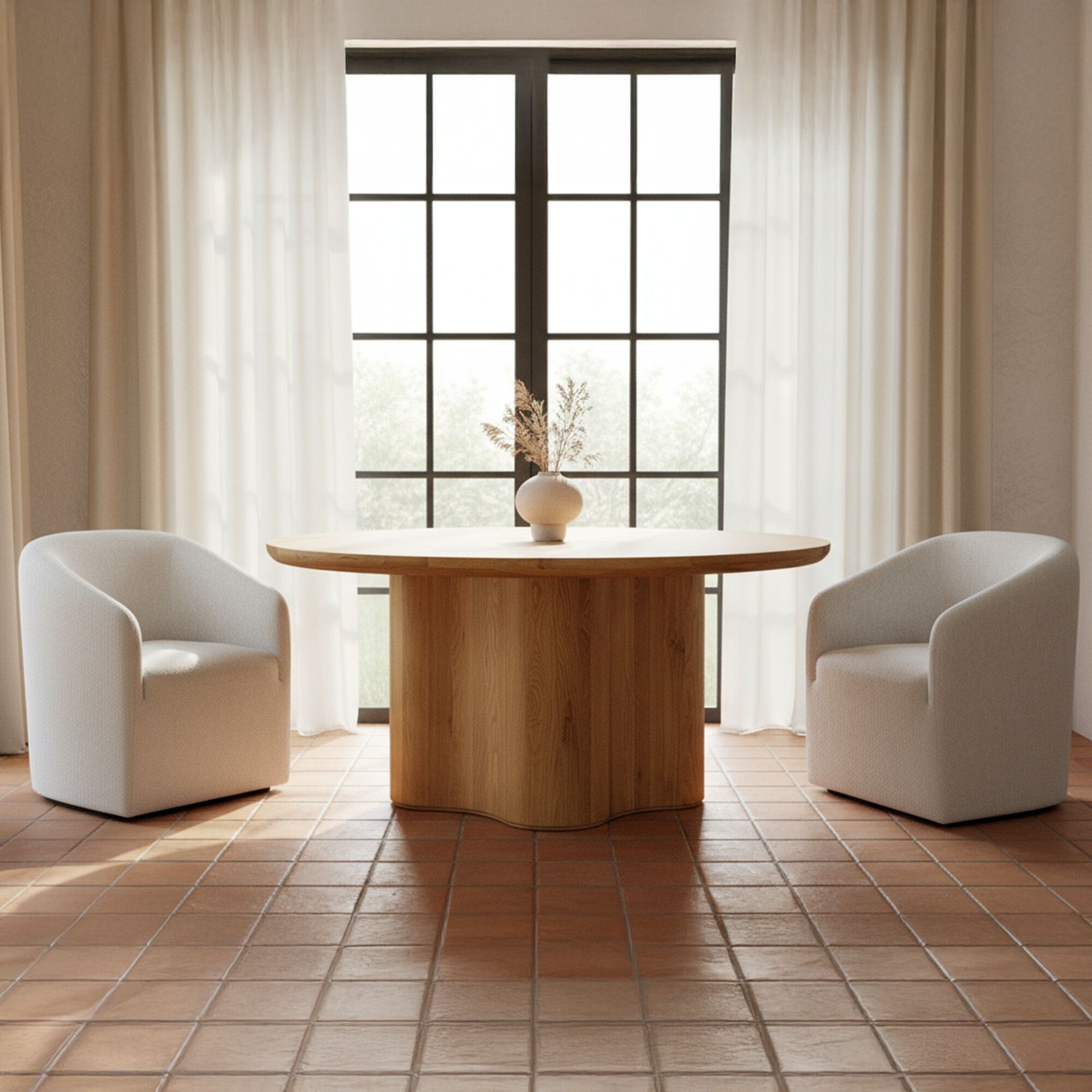 Sandy White Rolling Dining Chair