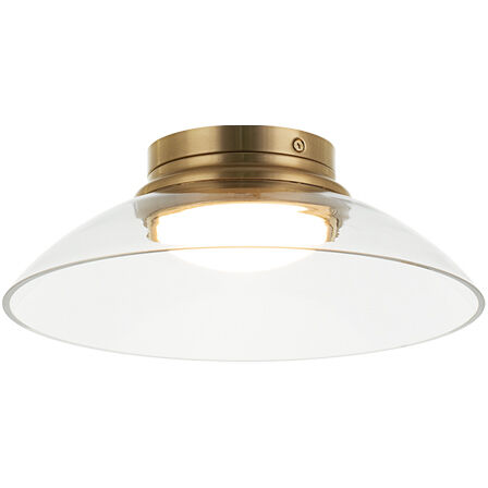 Luna LED 11.88 inch Aged Gold Brass Flush Mount Ceiling Light in Aged Gold Brass and Clear