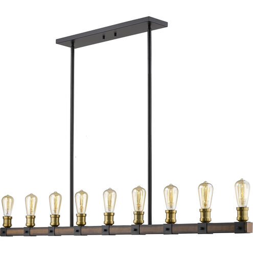 Kirkland 9 Light 56 inch Rustic Mahogany Linear Chandelier Ceiling Light