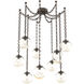 Aster 9 Light 18.7 inch Flat Bronze Swag Multi-Pendant Ceiling Light in Amber, Oval Chain