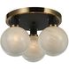Gem LED 14.5 inch Black and Brushed Brass Semi-Flush Mount Ceiling Light in Glossy Textured White