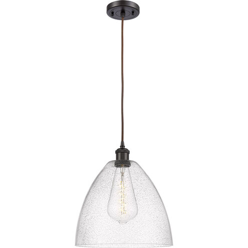 Ballston Dome 1 Light 12 inch Oil Rubbed Bronze Mini Pendant Ceiling Light in Seedy Glass