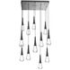 Rain Drop LED Matte Black Chandelier Ceiling Light, Multi-Port