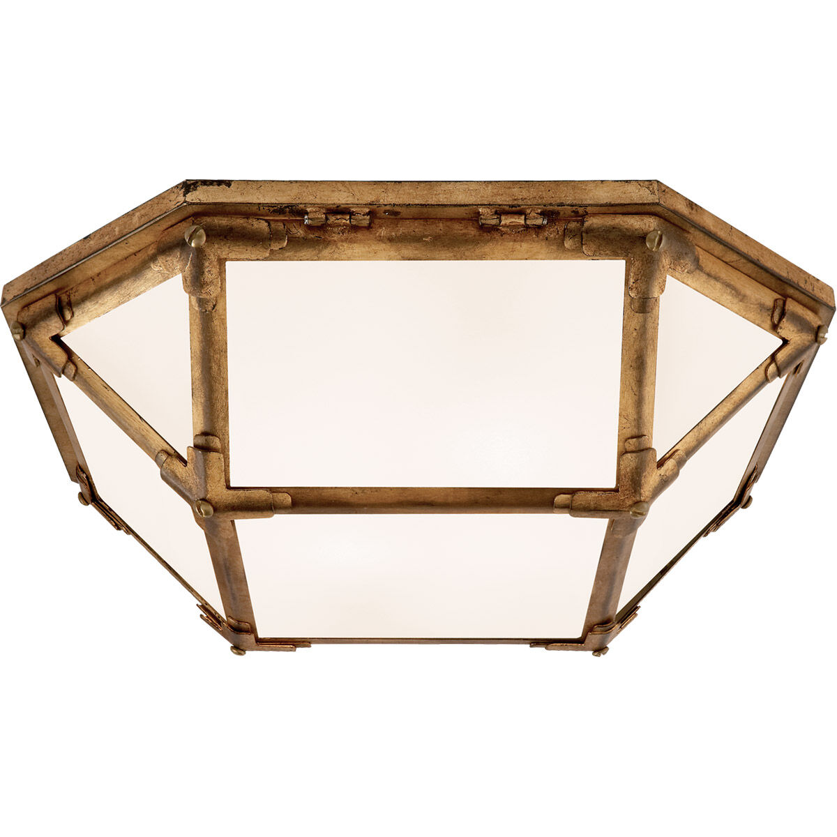 Suzanne Kasler Morris LED 15.5 inch Gilded Iron Flush Mount Ceiling Light in White Glass