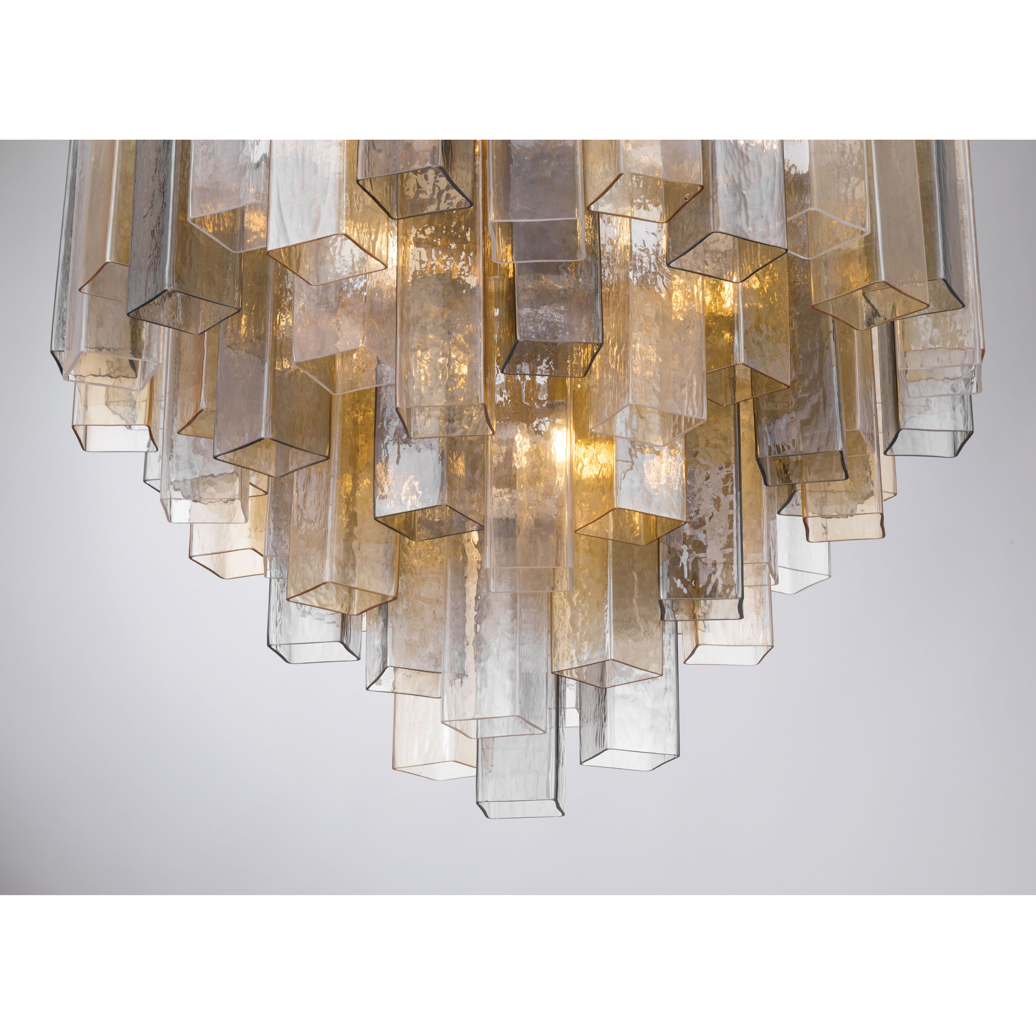 Torvento 15 Light 32.75 inch Legacy Brass Pendant Ceiling Light in Clear,  Grey and Amber Handmade Glass