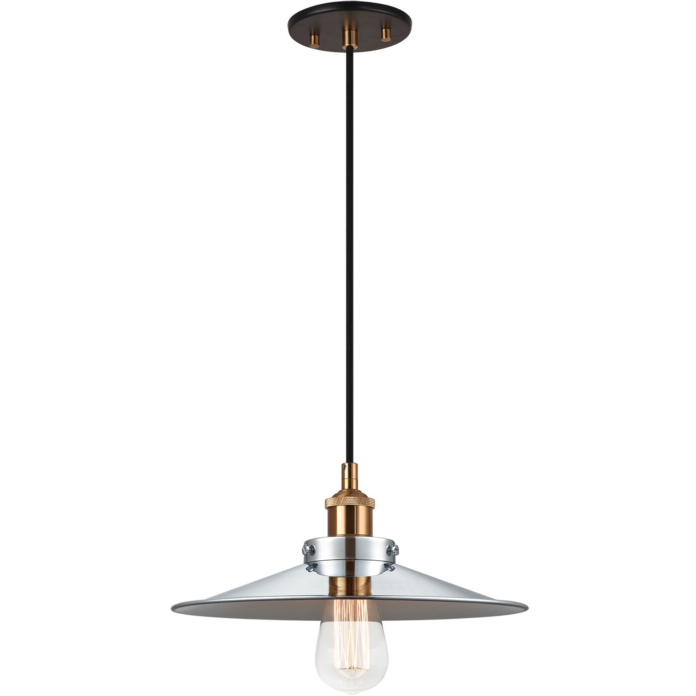 Bulstrode's Workshop 1 Light 11.75 inch Aged Gold Brass Pendant Ceiling Light in Aged Gold Brass and Chrome