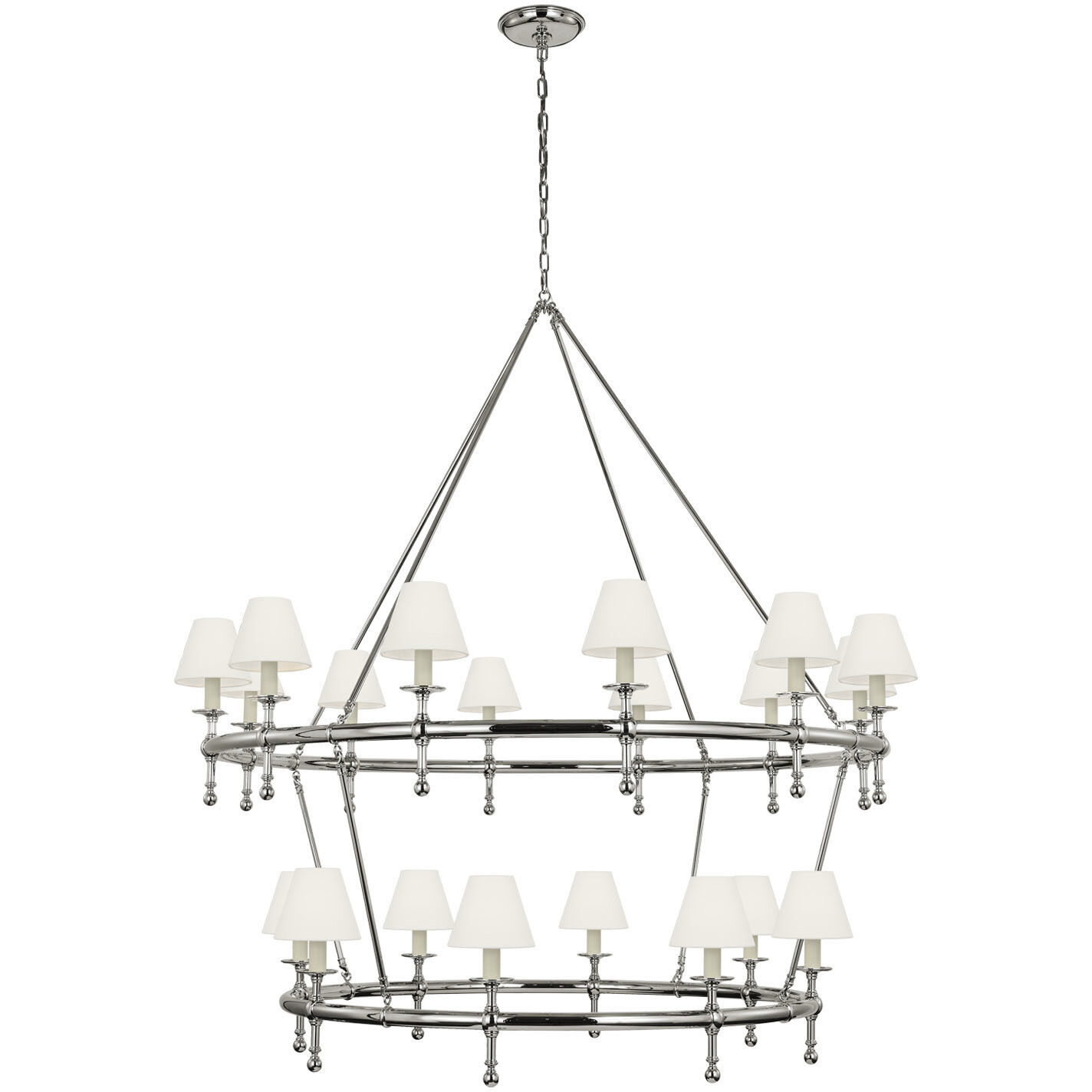 Chapman & Myers Classic LED 57.25 inch Polished Nickel Two-Tier Ring Chandelier Ceiling Light