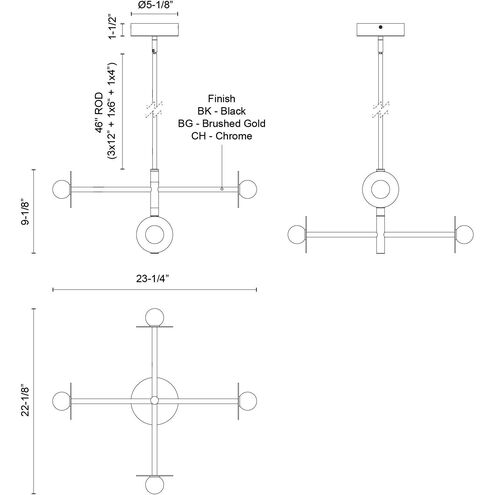 Elixir LED 22.13 inch Chrome Chandelier Ceiling Light