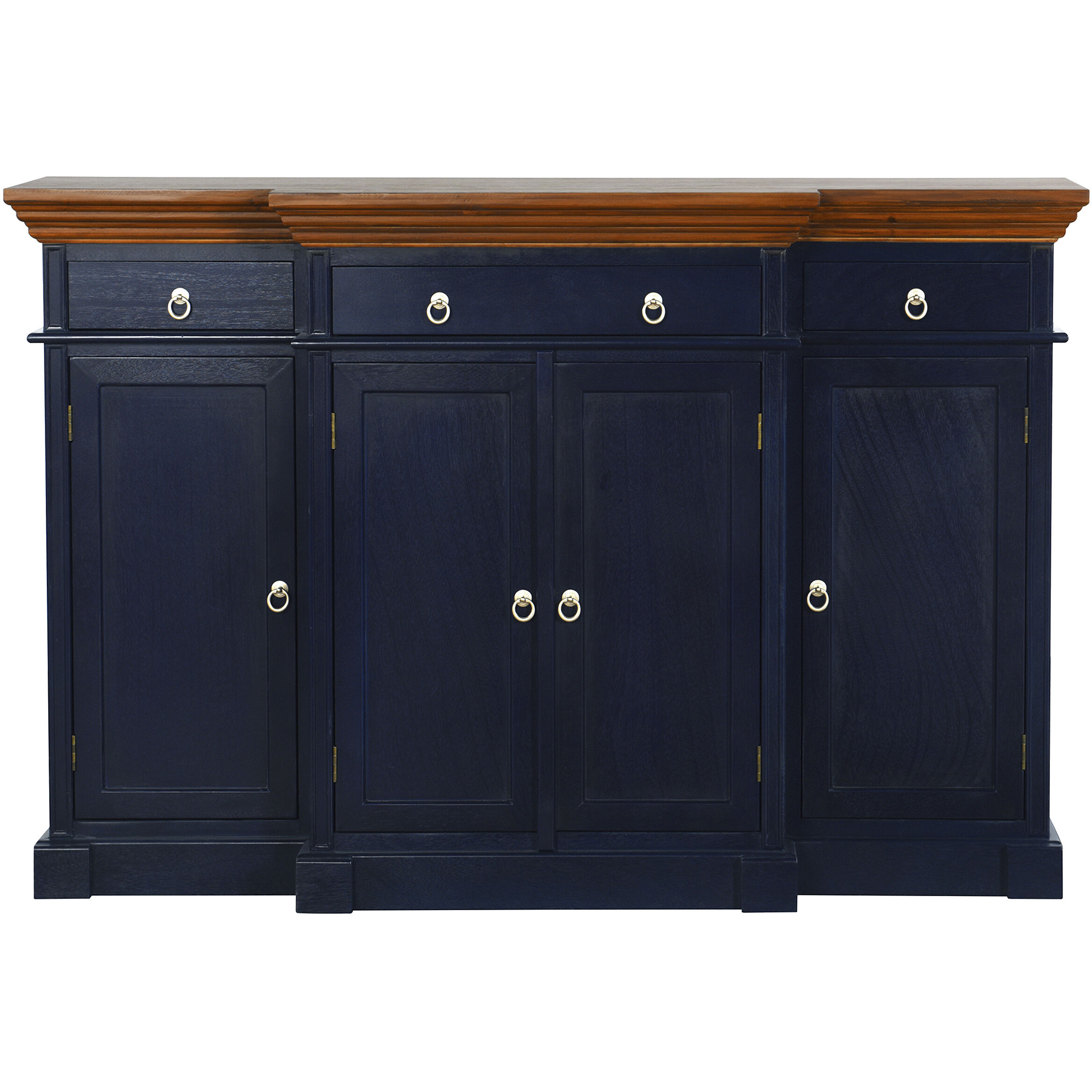 Cameron Dark Blue and Natural Wood Cabinet