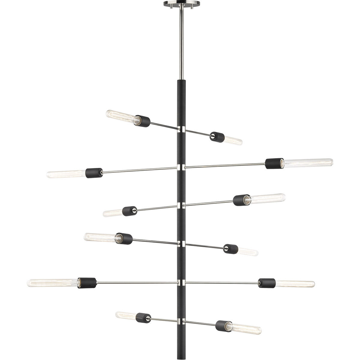 Astrid 12 Light 36 inch Polished Nickel Chandelier Ceiling Light in Polished Nickel and Black