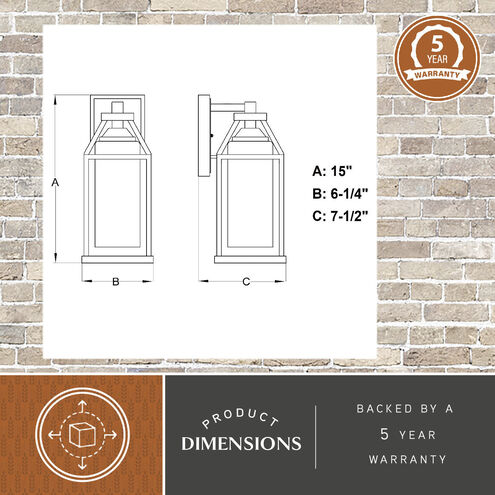 Napier LED 15 inch Forged Black and Rustic Elm Outdoor Wall