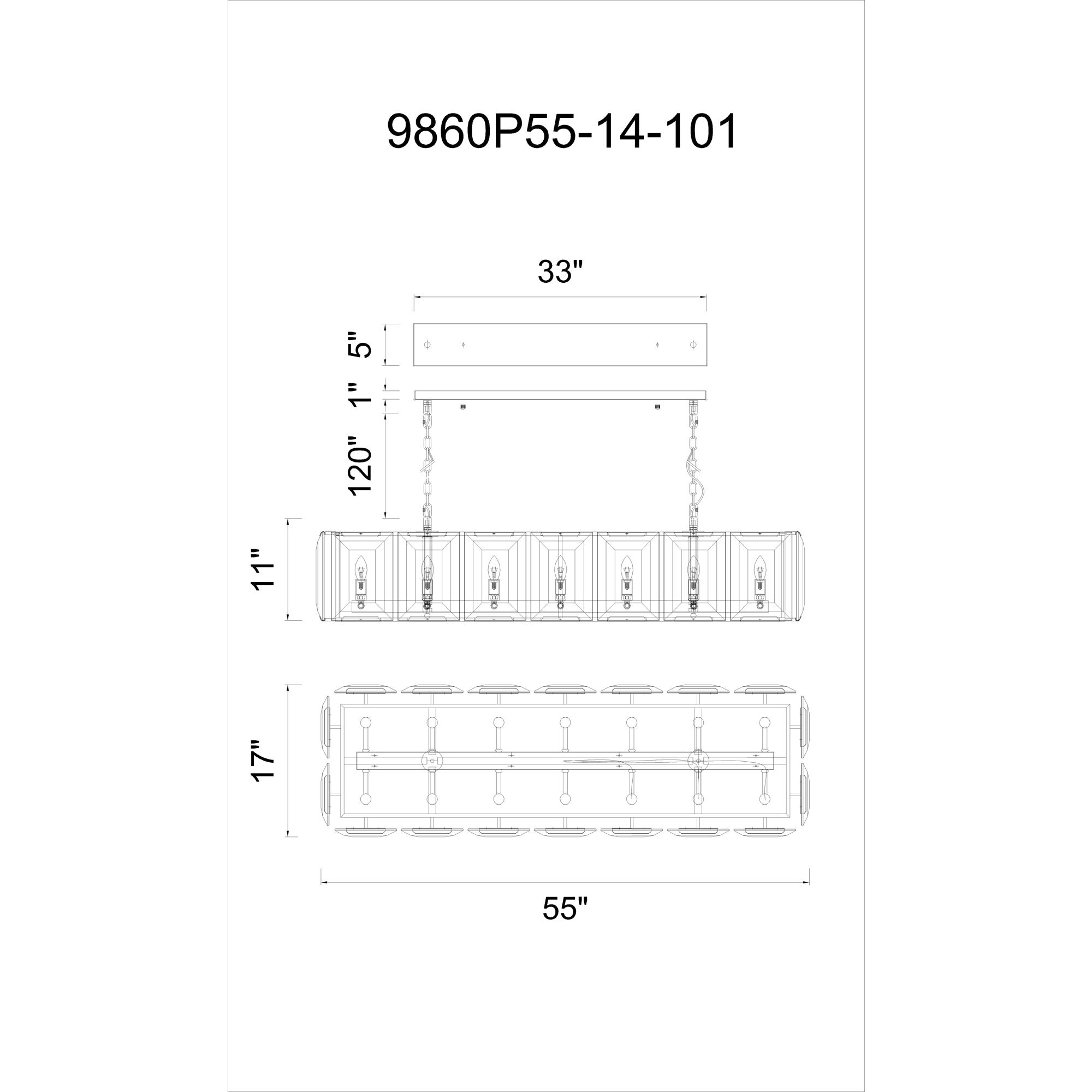 Jacquet 14 Light 55 inch Black Island/Pool Table Light Ceiling Light