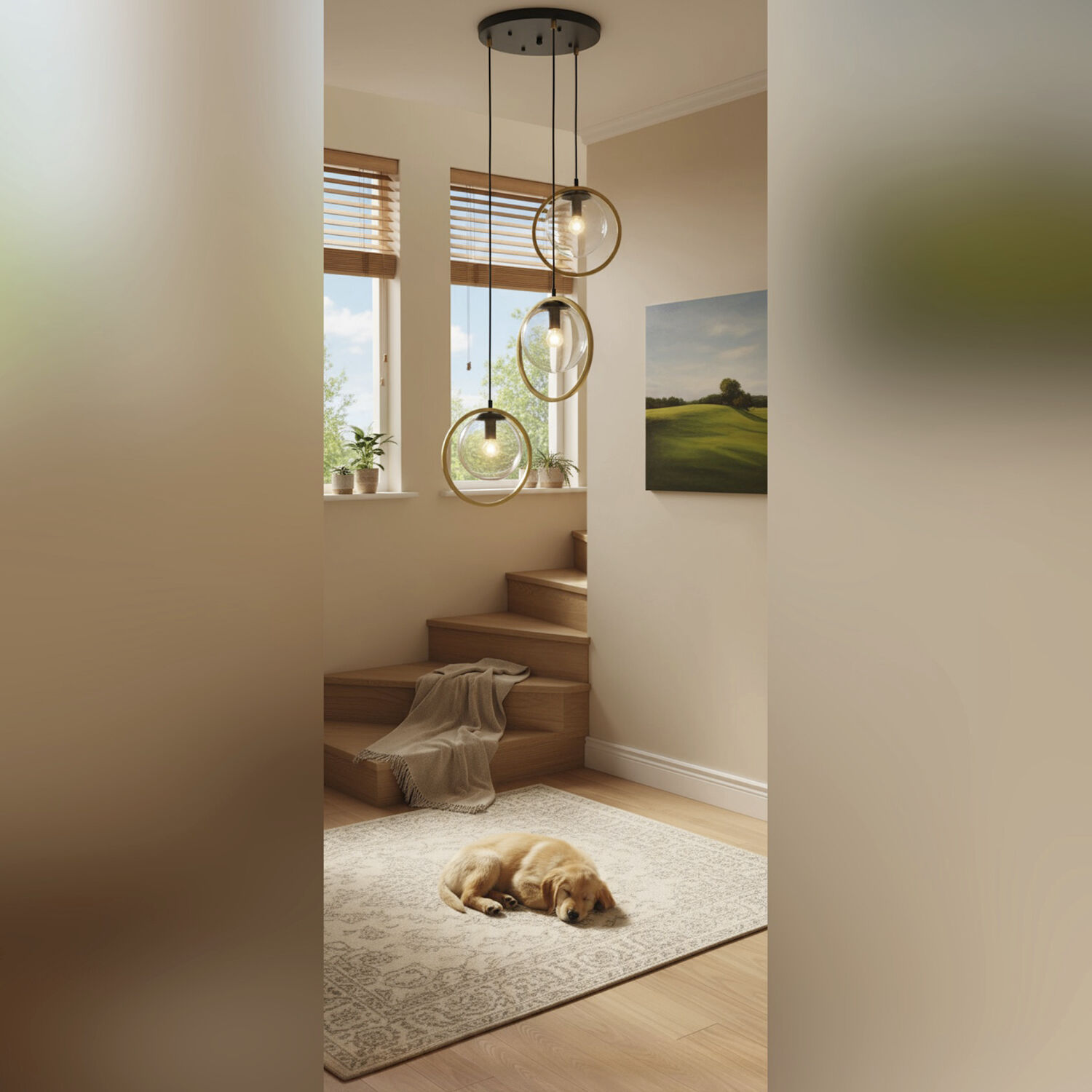 Lugano LED 17 inch Black and Vintage Brass Pendant Ceiling Light