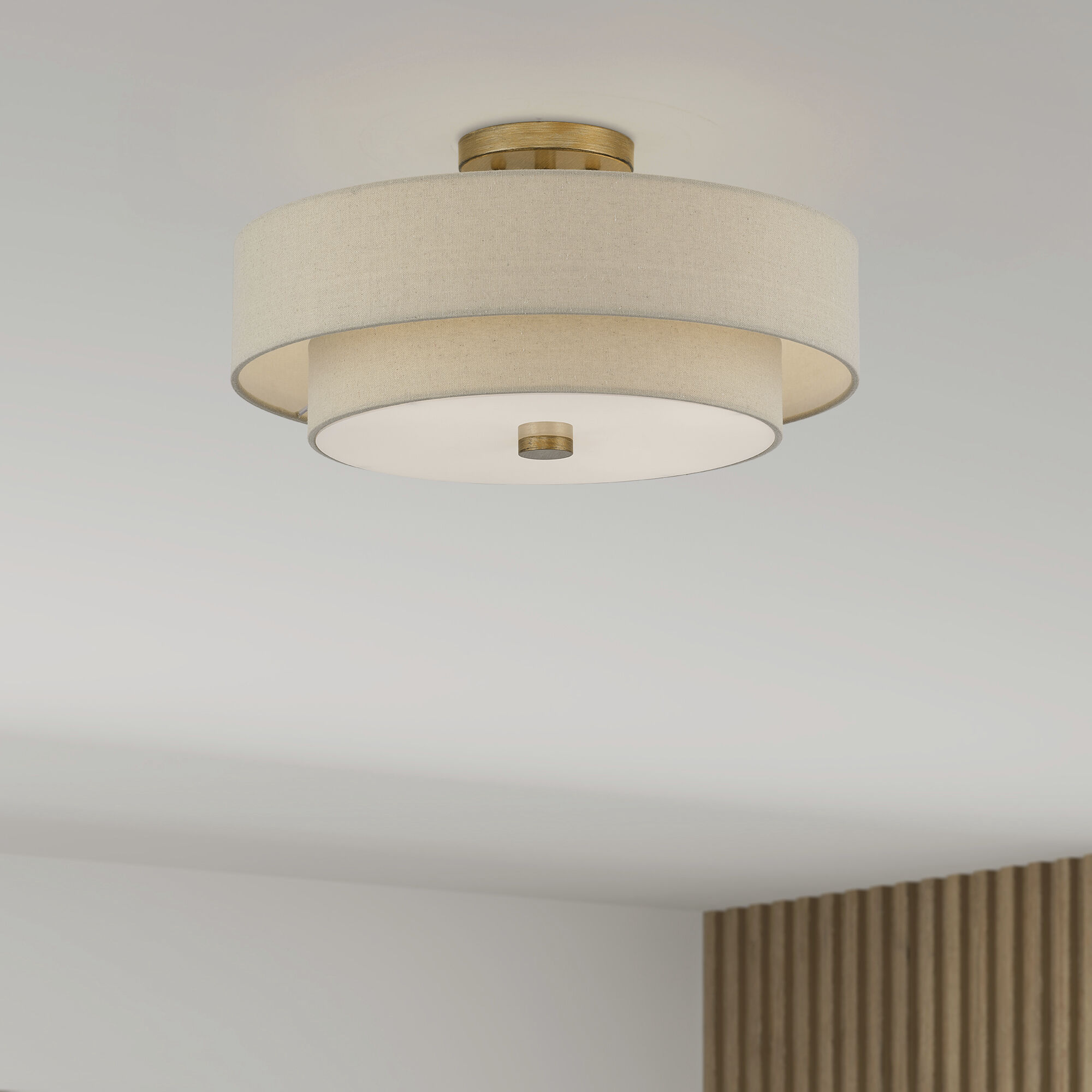 Bellingham 4 Light 18 inch Antique Gold Leaf Semi Flush Mount Ceiling Light, Large