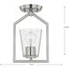 Vertex 1 Light 5 inch Brushed Nickel Semi-Flush Mount Ceiling Light