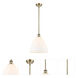 Ballston Dome LED 12 inch Antique Brass Mini Pendant Ceiling Light in Matte White Glass