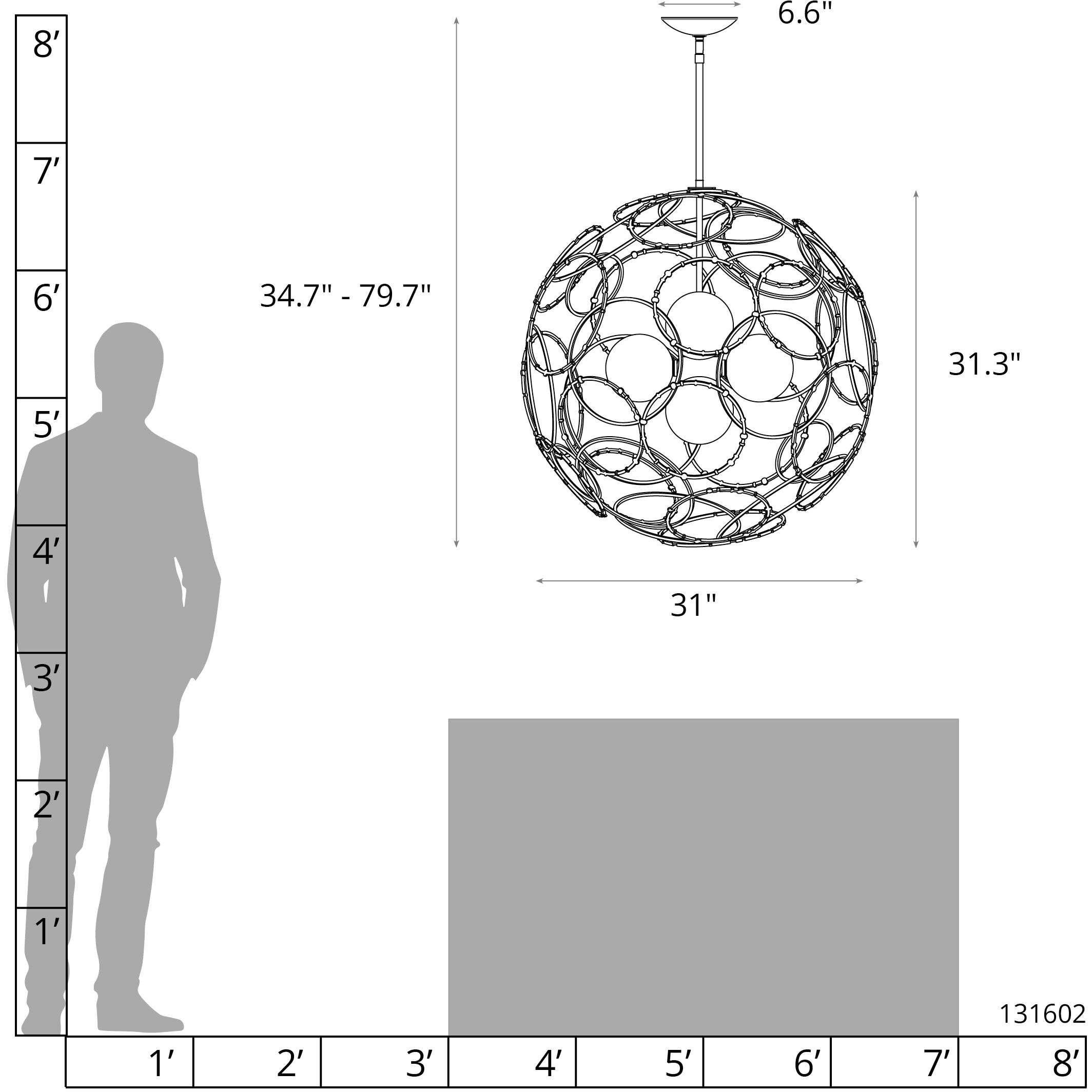 Olympus 6 Light 31 inch Vintage Platinum Pendant Ceiling Light