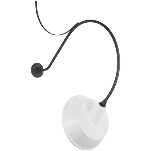 Thomas O'Brien Academy Barn Light LED 46.5 inch Matte Black Anchored Larrabee Barn Light in 16" White Tilted Bowers Shade