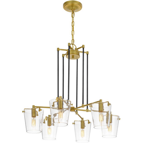 Arlo 6 Light 27 inch Black/Satin Brass Chandelier Ceiling Light