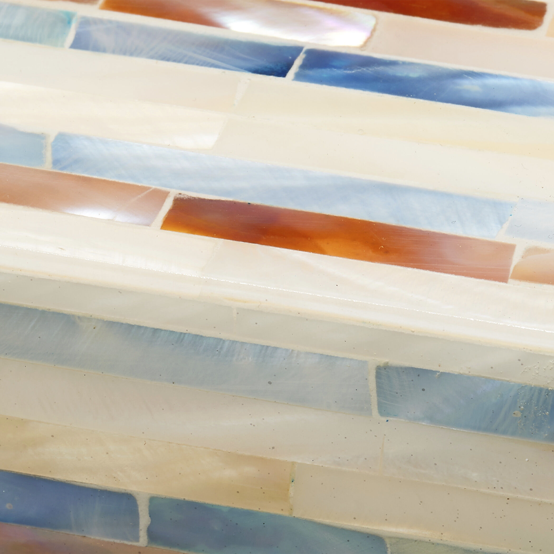 Roosevelt 8 inch Mixed Blue and White and Red Mother of Pearl Box in Small, Small