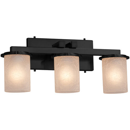 Fusion 3 Light 21 inch Matte Black Bath Bar Wall Light in Incandescent, Frosted Crackle Fusion