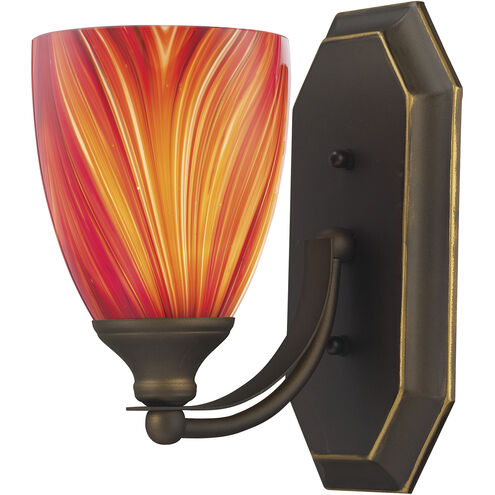 Mix-N-Match 1 Light 8 inch Aged Bronze Vanity Light Wall Light in Multi Glass, Incandescent