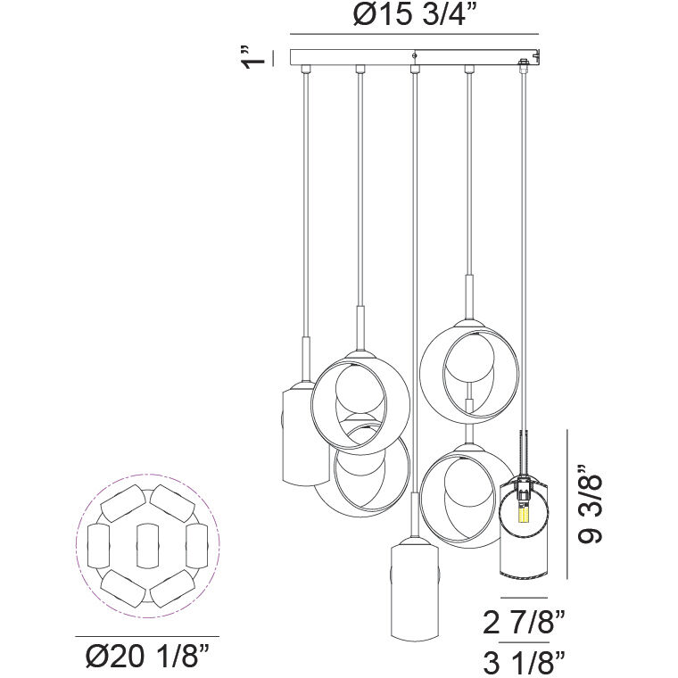 Delcia LED 20.13 inch Aged Gold Brass Pendant Ceiling Light in Aged Gold Brass and Clear