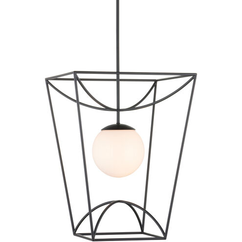 Rochefort 1 Light 18 inch Black/White Indoor/Outdoor Lantern Pendant Ceiling Light, Medium