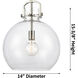 Newton Sphere 3 Light 14 inch Satin Nickel Pendant Ceiling Light in Clear Glass