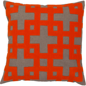 Layered Blocks 18 inch Bright Orange, Taupe Pillow Kit