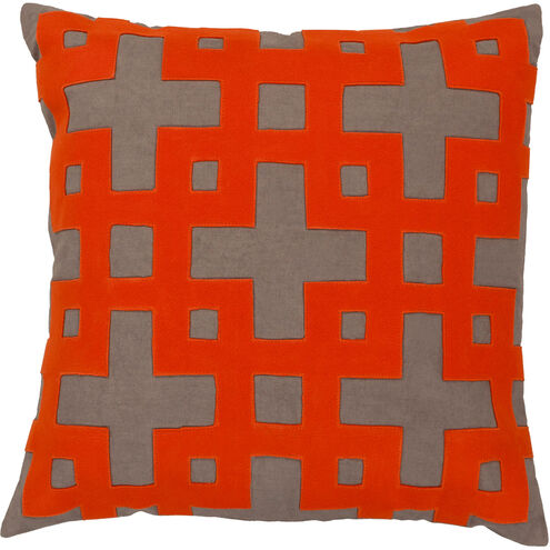 Layered Blocks 20 inch Bright Orange, Taupe Pillow Kit