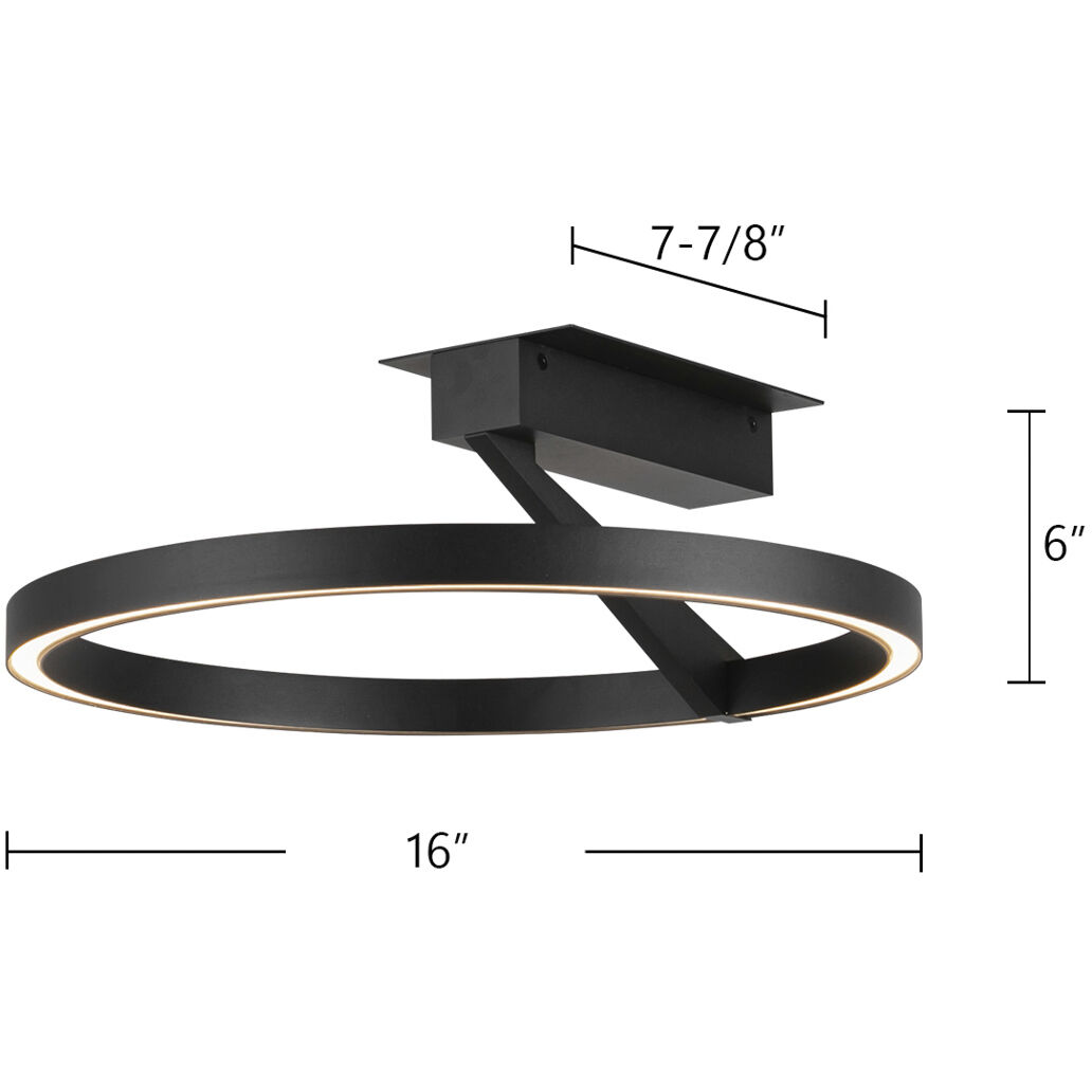 Roda LED 15.75 inch Black Semi-Flush Mount Ceiling Light