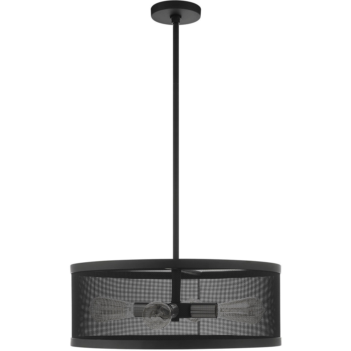 Industro 4 Light 20 inch Black with Brushed Nickel Accents Chandelier Ceiling Light