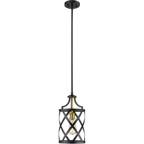 Malcalester 1 Light 8 inch Matte Black and Olde Brass Pendant Ceiling Light