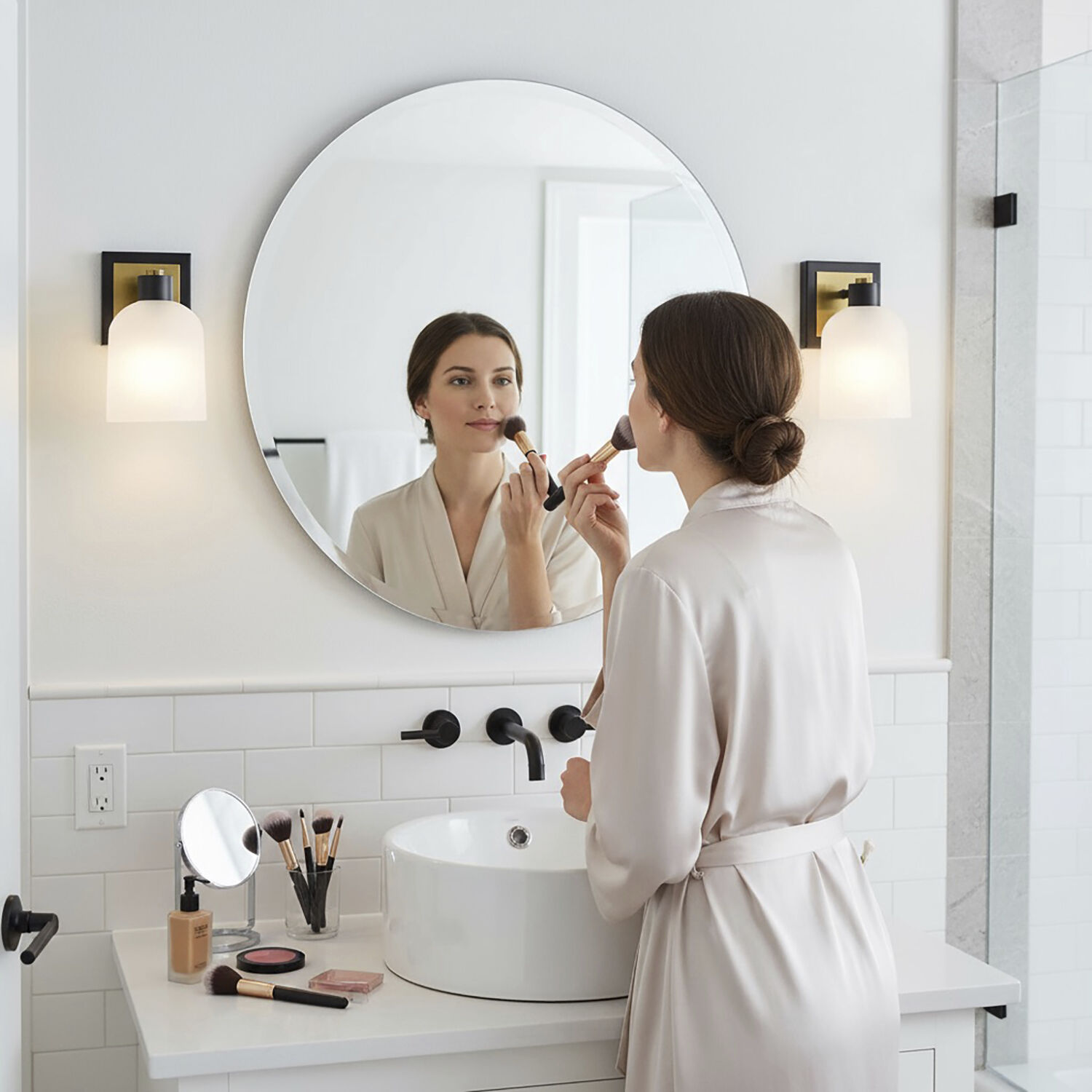 Lyndon 1 Light 5.9 inch Black and Brushed Brass Bathroom Sconce Wall Light