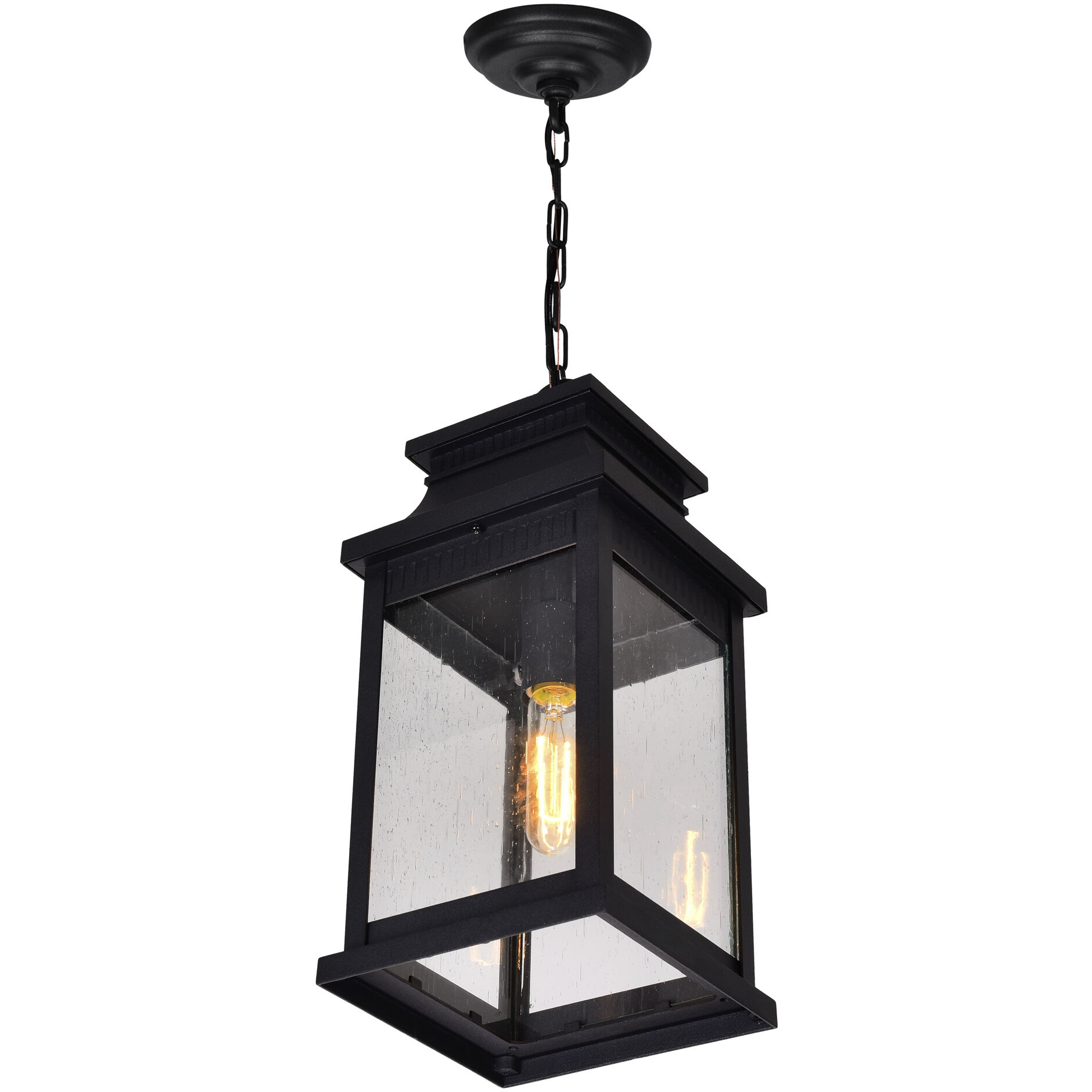 Milford 1 Light 7.25 inch Black Outdoor Hanging Light
