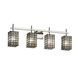 Wire Glass 4 Light 31 inch Brushed Nickel Vanity Light Wall Light in Grid with Clear Bubbles, Square with Flat Rim, Incandescent