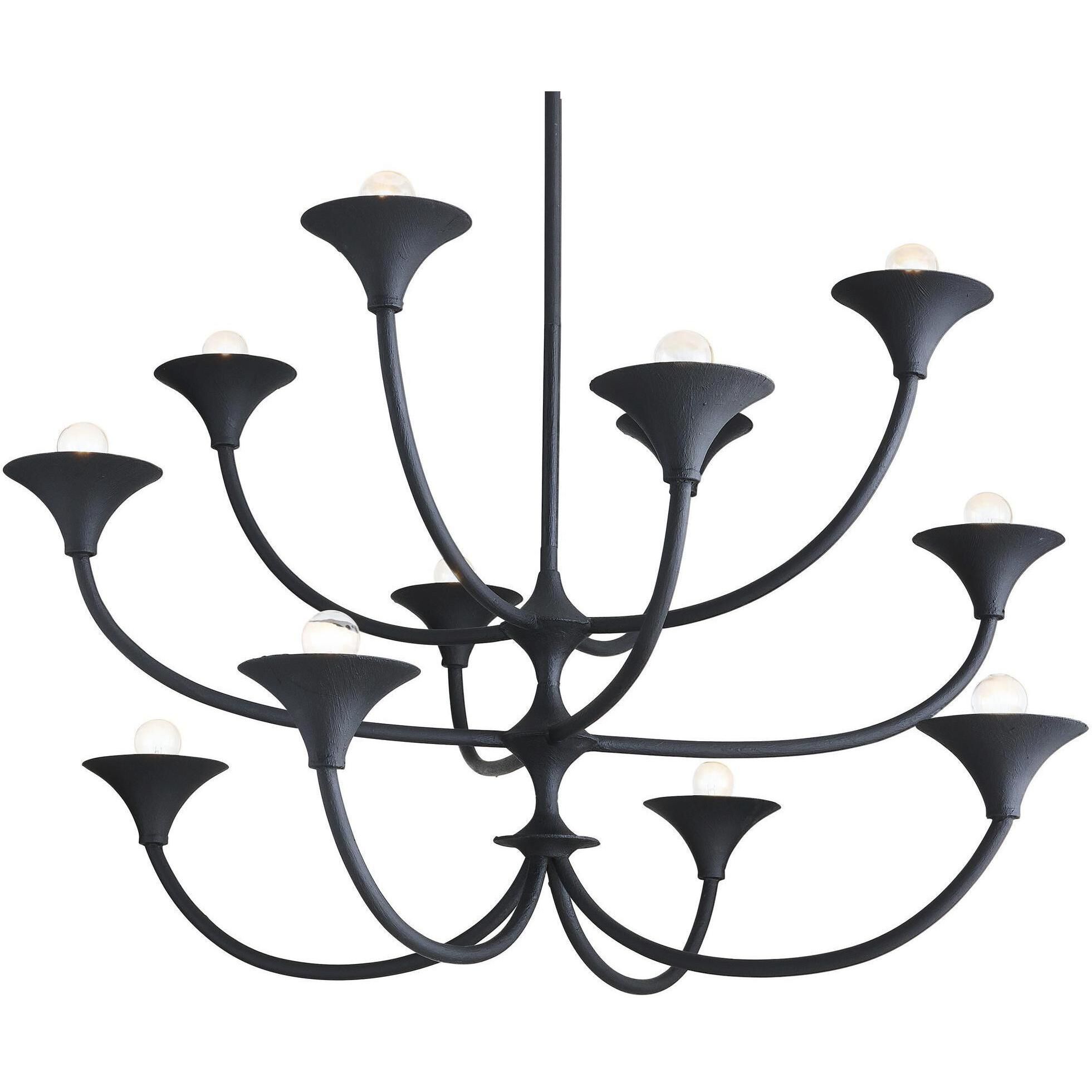 Larkin 12 Light 41.5 inch Black Gesso Chandelier Ceiling Light