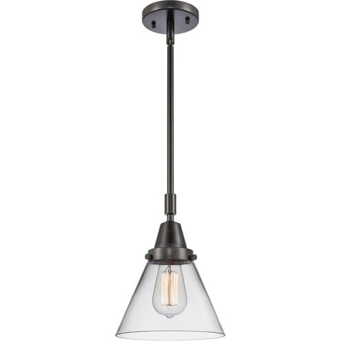 Franklin Restoration Large Cone LED 8 inch Matte Black Mini Pendant Ceiling Light in Clear Glass