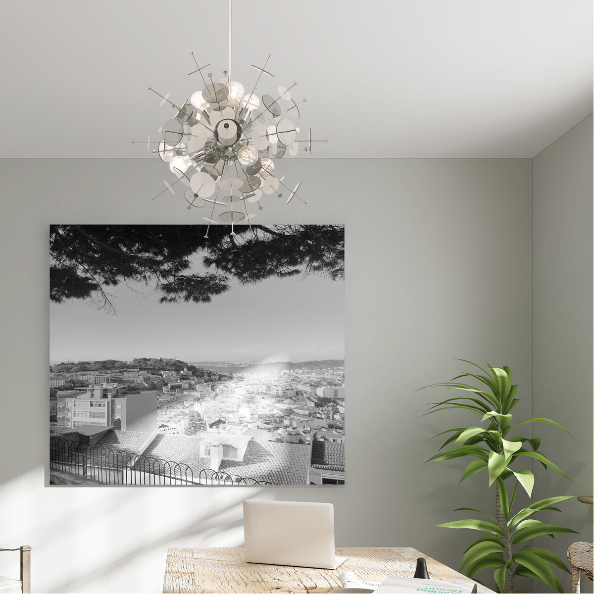 Circulo 6 Light 24 inch Polished Chrome Pendant Chandelier Ceiling Light