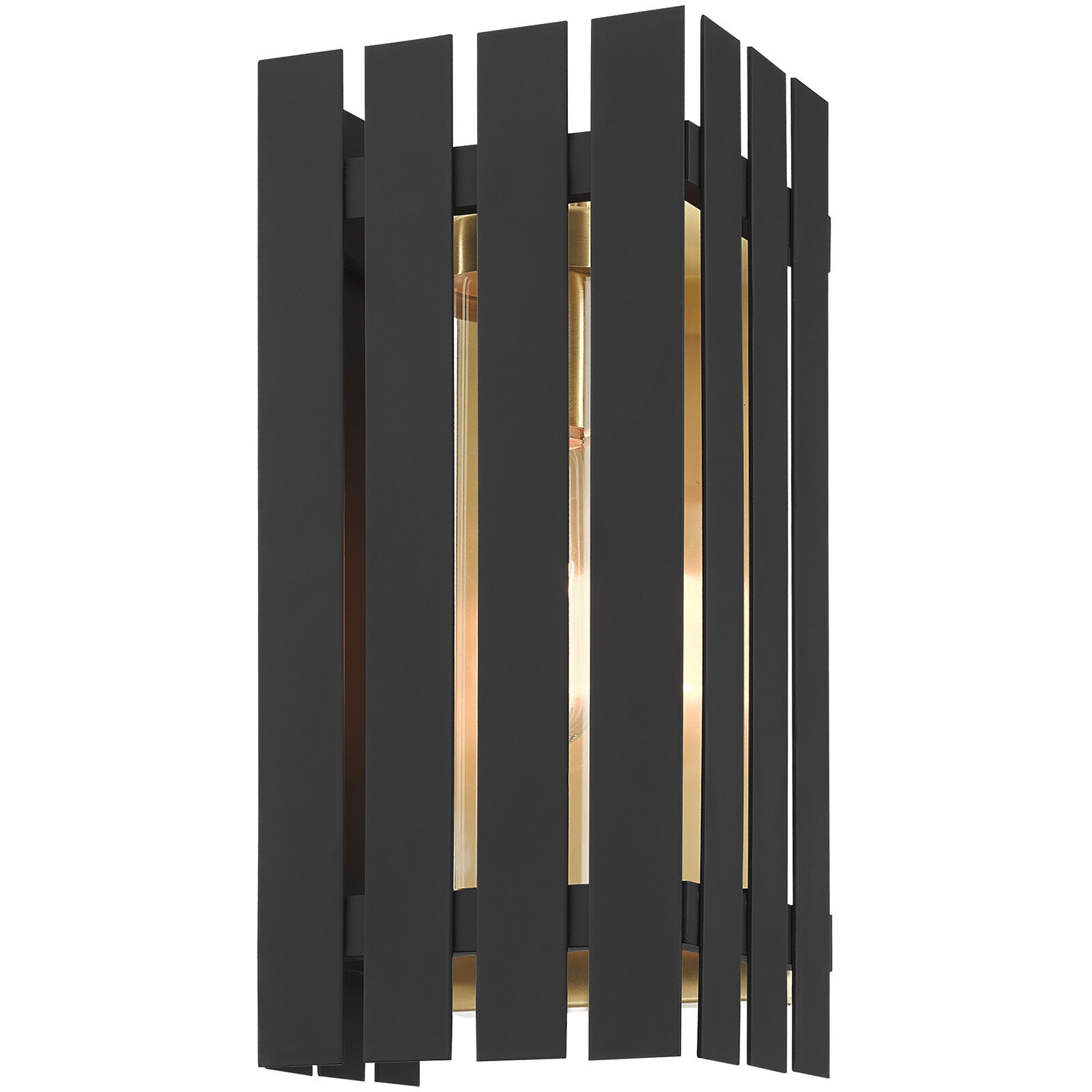 Greenwich 1 Light 10 inch Black with Satin Brass Accents Outdoor Wall Lantern