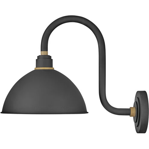 Foundry Dome Outdoor Barn Light in Textured Black, Gooseneck