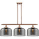 Ballston X-Large Bell 3 Light 36 inch Antique Copper Island Light Ceiling Light in Plated Smoke Glass