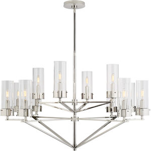 Thomas O'Brien Marais 12 Light 45 inch Polished Nickel Chandelier Ceiling Light in Clear Glass, Large