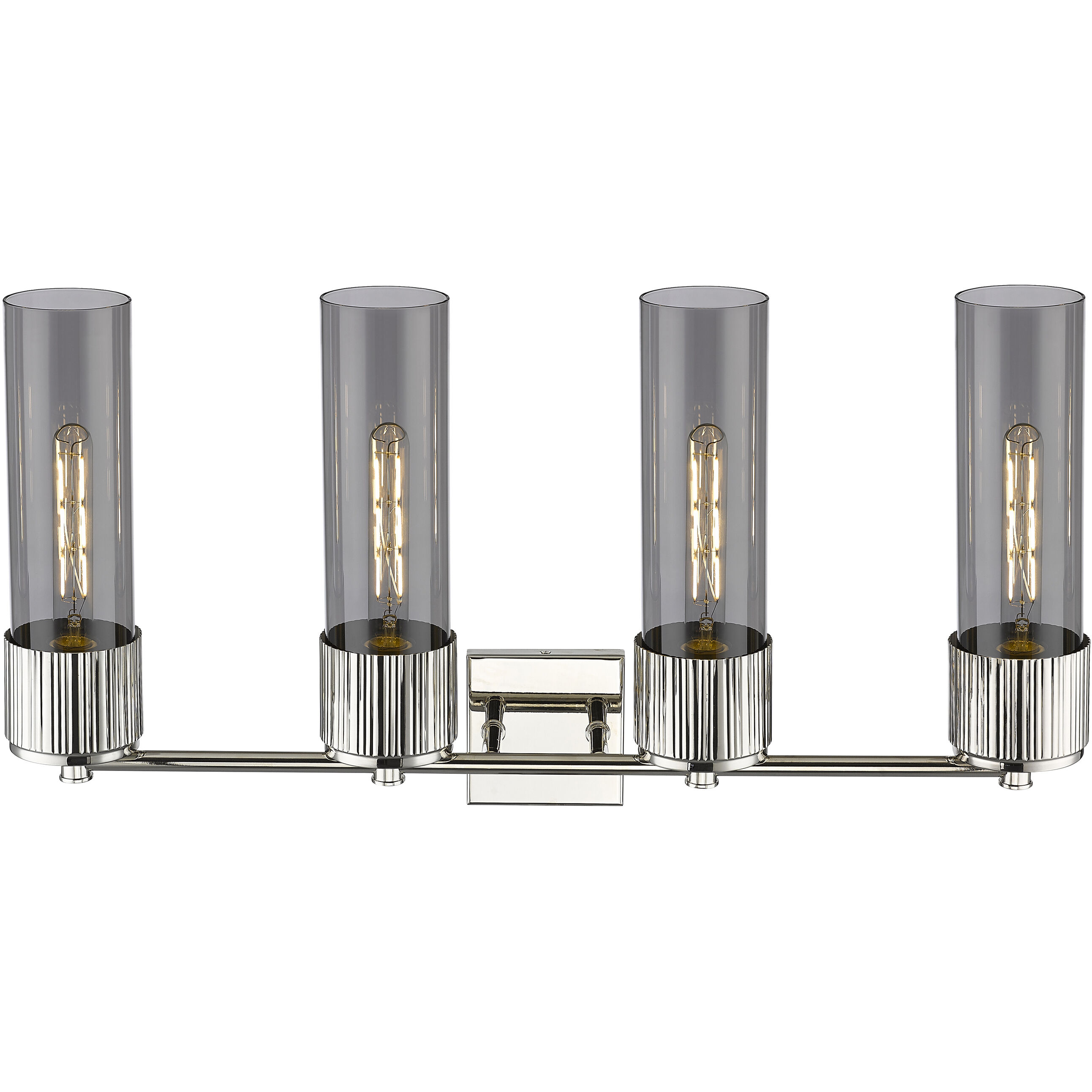 Bolivar 4 Light 31 inch Polished Nickel Bath Vanity Light Wall Light in Plated Smoke Glass
