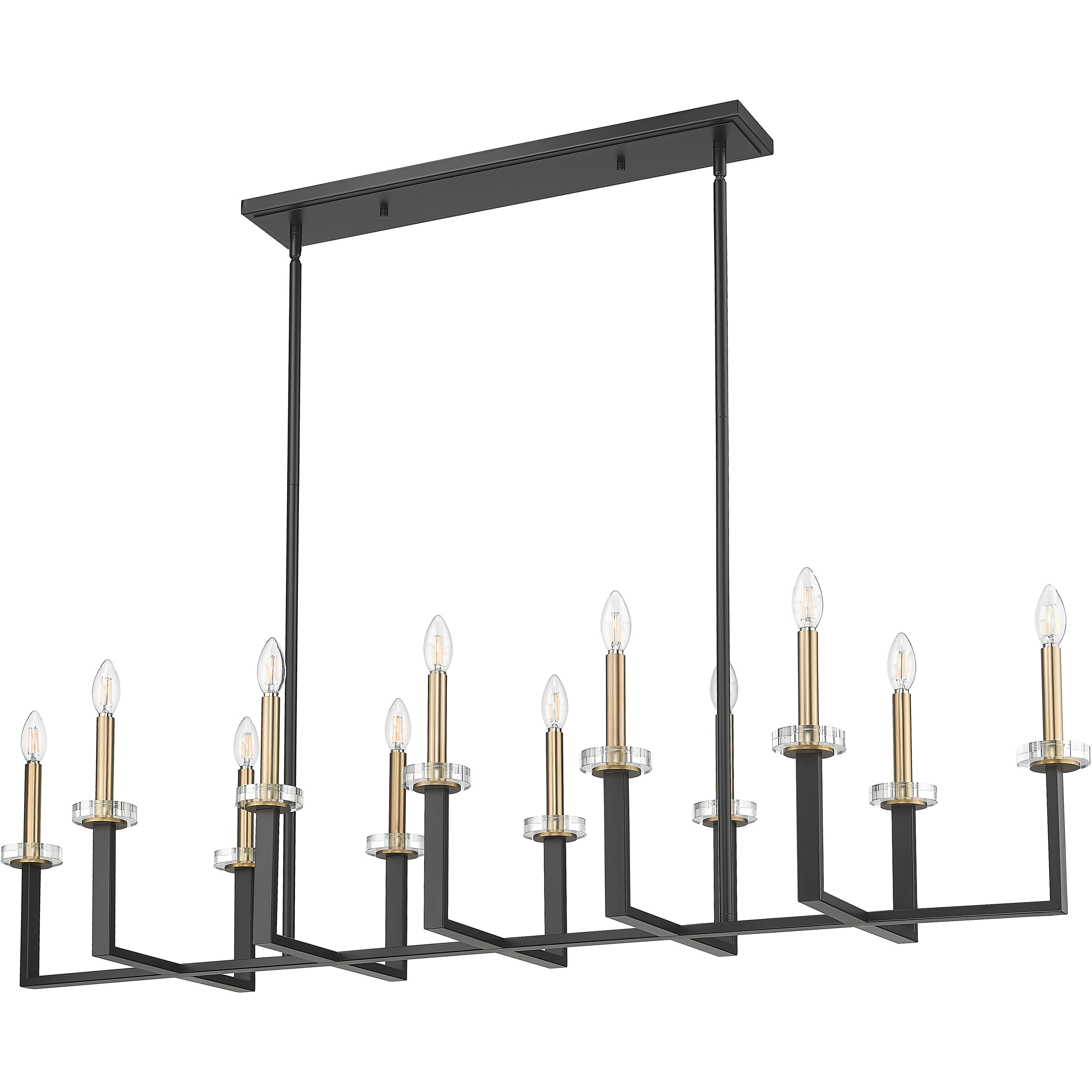 Gaultier 12 Light 56.75 inch Matte Black and Mondern Gold Linear Chandelier Ceiling Light in Matte Black and Modern Gold